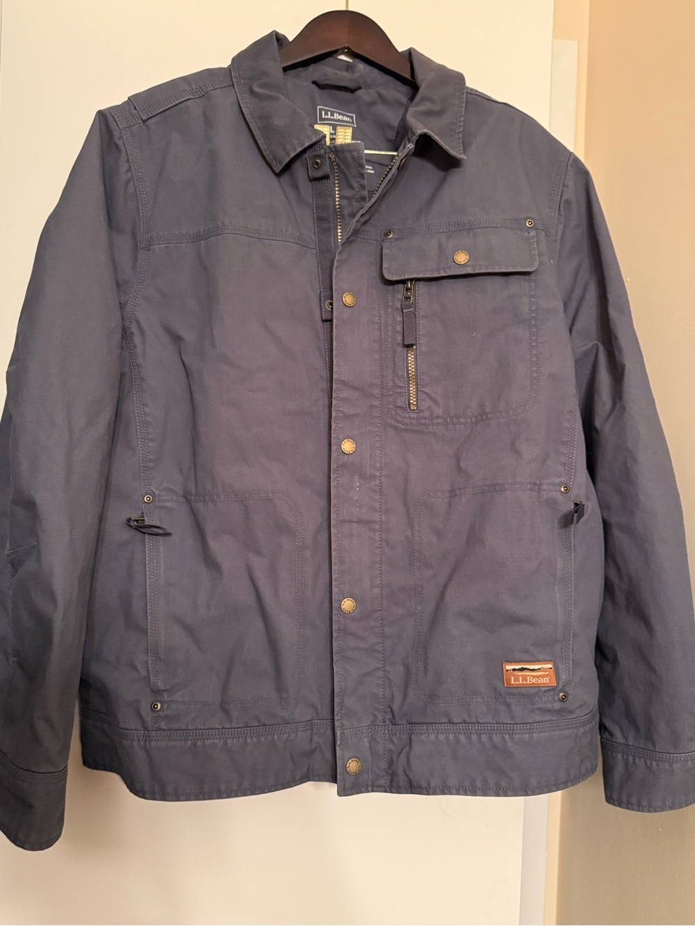 LL Bean Gray Utility Jacket Mens XL Insulated PrimaLoft Field Chore Work Coat